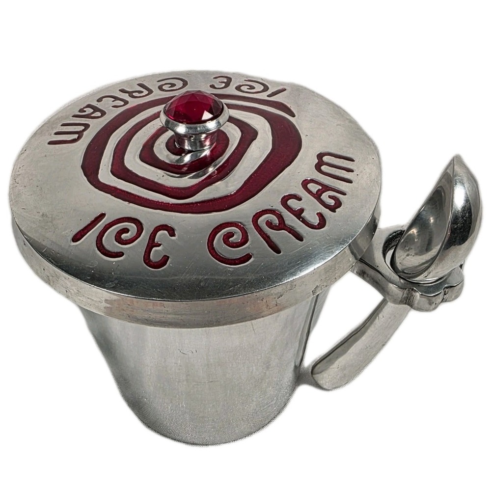 Wild Eye‎ Designs Aluminum 1 Pint Ice Cream Container Red Jewel w/ Lid & Spoon